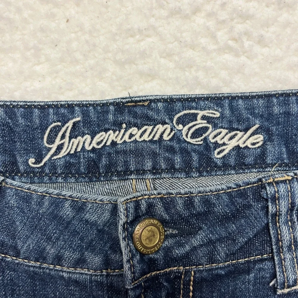 American Eagle Jeans Womens 10 Reg Blue Favorite Boyfriend Mid Rise Flare Cotton - Picture 5 of 10